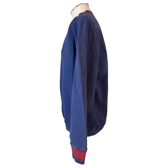 Vintage 90s Nike Crewneck Sweatshirt Blue & Red Size M Stripe Neck Cuff made USA - Picture 4 of 8